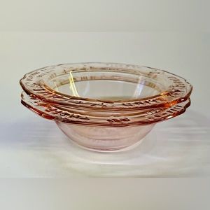 2 Tiara Indiana Glass Pink Nursery Rhyme Bowls; Mother Goose; Cute Shower Gift